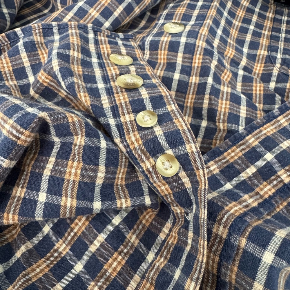 Columbia 100% Cotton Long Sleeve Button Up Shirt. Blue and Tan. Men’s  Large - Picture 8 of 10